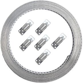 1 PC Automobile Hose Clamp, 0.5In x 8.2Ft 304 Stainless Steel Through-hole Full-thread Steel Strap, Adjustable Length Strong Bearing Fastening Buckle, Suitable for Most Car Models (Silver)