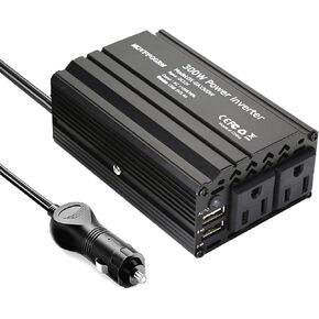 300W Power Inverter DC 12V to 110V AC Car Inverter with 2X 2.4A Dual USB car Plug in Adapter Charger Outlet Black Power inverters for Vehicles