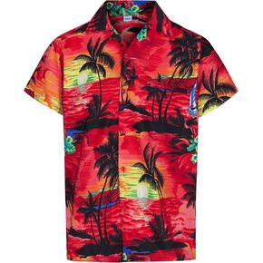 Tropical Hawaiian Shirt for Men with Pocket-Aloha Short Sleeve Loose Fit Caribbean Shirts - Floral Button Down Shirt in Saudi Arabia