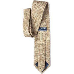 Men's Alynn 100% Silk Beige Egyptian Hieroglyphs Novelty Necktie Tie