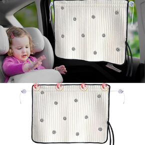 Ovege Car Window Shades for Baby 2pcs Side Window Sun Shade for Car Window Screen Magnetic & Suction Cup with String-Slide to Open (Mesh,Magnetic &Suction Cup)