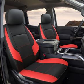 GIANT PANDA Front Car Seat Cover Customized Fit Chevy Silverado 1500 2500 3500 Trucks Seat Protectors (Grey+Black)