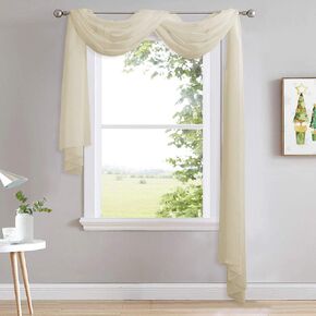 NICETOWN Decorative Long Scarf Valance for Window - Wedding Scarf Valance, Voile Scarf Curtain Bed Canopy for Living Room, Bedroom, Ceremony (1 Panel, W60 x L216, Yellow Beige)
