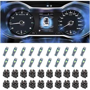 20PCS Car LED Dash Lights with Twist Lock Socket,Super Bright Instrument Cluster Bulbs T5 LED Light Bulbs,Universal 12V Dash Light Bulbs LED Lights for Car Interior Accessories (White)