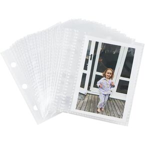 25 Sheets Photo Page Protectors 4" Photo Album Page Refill Clear Photocard Protector Sleeves Mini Photo Seeves for 3-Ring Binder 2 Photo Pockets Per Photo Protector