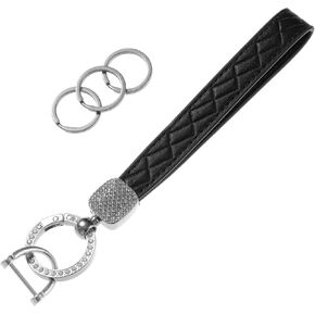Leather Wristlet Keychain Car Key Chain Holder with 3 Key Ring Wrist Lanyard with Anti-Lost D Ring for Men and Women