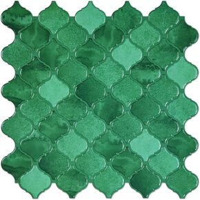 STICKGOO Arabesque Tile Peel and Stick Backsplash, 12"X12" Backsplash Tile for Kitchen Peel and Stick, Self Adhesive Wall Tile Stick on Tiles (Thicker Design, Green)