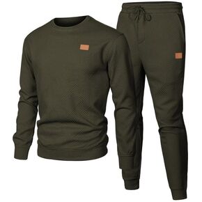 Men's 2 Piece Sweatsuits Outfits Casual Crewneck Geometric Texture Sweatshirt Joggers Sweatpants Set Tracksuit
