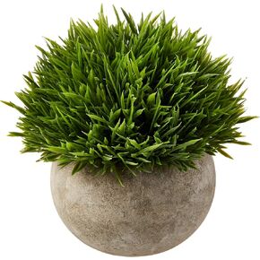 Ogrmar Mini Plastic Artificial Plants Grass in Pot/Small Artificial Faux Greenery/Mini Plants Topiary Shrubs Fake Plants for Bathroom, House Decorations (Green grass)
