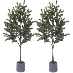 4.9 Feet（59“） Artificial Cedar Artificial Topiary Tree Beautiful Realistic Faux Cedar Pines, 7" Duty Pot Heavy-Duty Planter for Office, Hotel, Front Desk and Porch Decorations