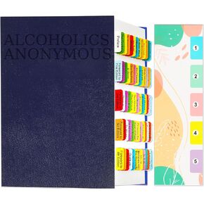 Tabs for Alcoholics Anonymous The Big Book Fourth Edition (Book not Included), 72 Printed Color-Coded and Laminated Tabs, with Page Markers and Alignment Guide & Bookmark & 6 Blank Tabs.
