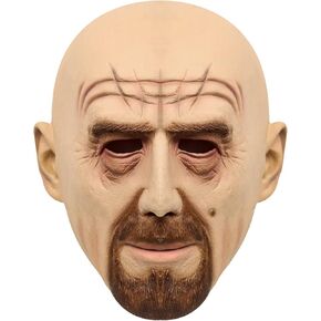 Classics Realistic Bald Old Man Mask,Breaking Bad Walter White Mask Adult Halloween Party Props Latex Pink Large