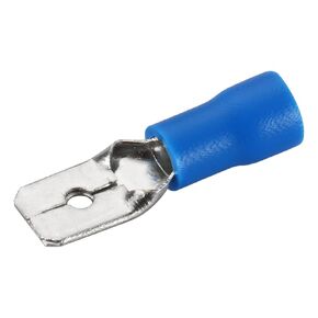 Baomain 1/4" Male Quick disconnects Vinyl Insulated Spade Wire Connector Electrical Crimp Terminal 16-14AWG 6.3mm Blue MDD 2-250 Blue (100PCS)