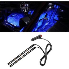 Universal Car LED Strip Light, USB Port Auto Interior Decorative Lamp, 12V Under Dash Ambient Night Light, 24 LEDs RGB Neon Interior Atmosphere Lights, LED Ambient Lights for Car SUV (Red, USB)