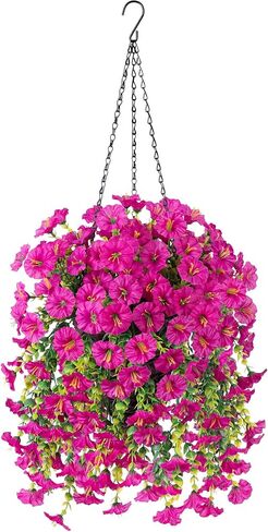 Ivydale 2 PCS Artificial Fall Fake Hanging Flowers Plants Outdoor,Silk Morning Glory Faux Flowers with Eucalyptus Leaves,UV Resistant Realistic Hanging Plant For Home Garden Decor (Orange(Brown Leaf)) in Saudi Arabia