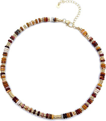 Boho Beaded Choker Necklace for Women, Gemstone Necklace， Natural Stone Surfer Necklace， Summer Beach Bohemian Jewelry for Women in Saudi Arabia