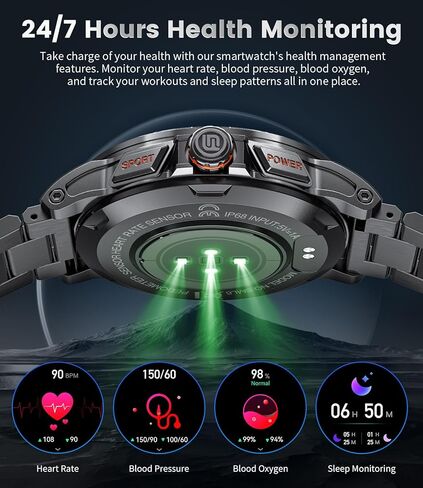 Military Smart Watches for Men SML6 PRO + K56 Black Silicone Strap (Total 3 Straps) in Kuwait