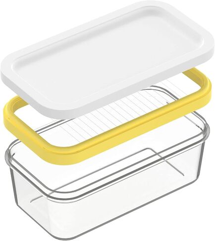 Plastic Butter Cutter Slicer, Butter Dish Container with Lid for Fridge, Easy Cutting Two 4oz Sticks Butter(Not Airght, Small 200g) in Kuwait