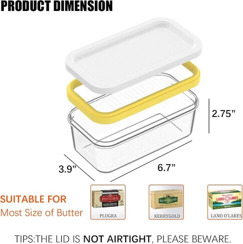 Plastic Butter Cutter Slicer, Butter Dish Container with Lid for Fridge, Easy Cutting Two 4oz Sticks Butter(Not Airght, Small 200g) in Kuwait