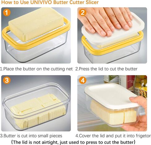 Plastic Butter Cutter Slicer, Butter Dish Container with Lid for Fridge, Easy Cutting Two 4oz Sticks Butter(Not Airght, Small 200g) in Kuwait