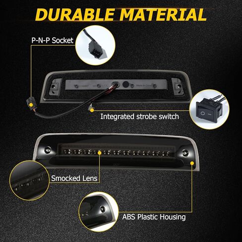 مصباح فرامل LED عالي التركيب من AUXMART لسيارة Dodge Ram 1500 2500 3500 4500 5500 2009-2018، مجموعة مصابيح توقف عالية التركيب لـ Ram Laramie 2019، استبدال ضوء الفرامل الثالث المدخن in Kuwait