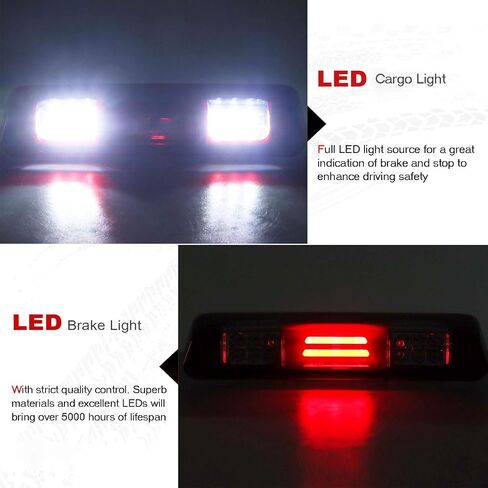 ضوء الفرامل الثالث Youx Moto مناسب لـ Ford F150 04-08، مناسب لـ Ford Explorer 07-10، مناسب لـ Lincoln Mark 06-08 LT Cargo Light High Mount Stop Light (عدسة دخان مبيت من الكروم) in Saudi Arabia