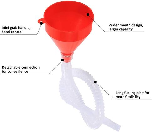 Keenso 8cm Wide Mouth Funnel, Universal Automotive Vehicle Plastic Filling Funnel Long Flexible Spout Extension Car Funnel for Water Gasoline Coolant Transmission Engine Oil (2 pcs) in Saudi Arabia