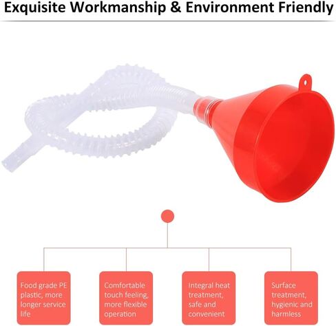 Keenso 8cm Wide Mouth Funnel, Universal Automotive Vehicle Plastic Filling Funnel Long Flexible Spout Extension Car Funnel for Water Gasoline Coolant Transmission Engine Oil (2 pcs) in Saudi Arabia