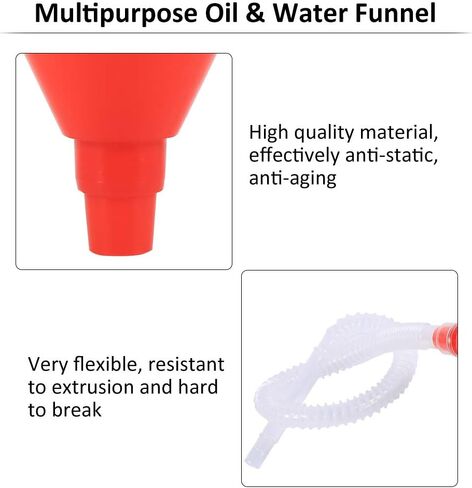 Keenso 8cm Wide Mouth Funnel, Universal Automotive Vehicle Plastic Filling Funnel Long Flexible Spout Extension Car Funnel for Water Gasoline Coolant Transmission Engine Oil (2 pcs) in Saudi Arabia