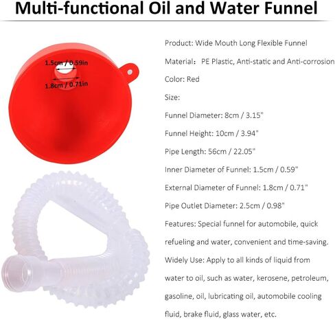 Keenso 8cm Wide Mouth Funnel, Universal Automotive Vehicle Plastic Filling Funnel Long Flexible Spout Extension Car Funnel for Water Gasoline Coolant Transmission Engine Oil (2 pcs) in Saudi Arabia