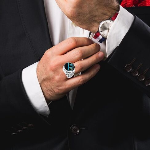 Men's Eagle Turquoise Ring Sterling Silver 925 for Men Genuine Gemstones Size 9 to 13 in Saudi Arabia