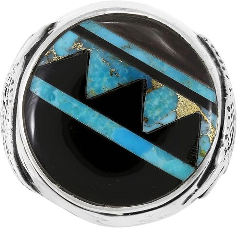 Men's Eagle Turquoise Ring Sterling Silver 925 for Men Genuine Gemstones Size 9 to 13 in Saudi Arabia