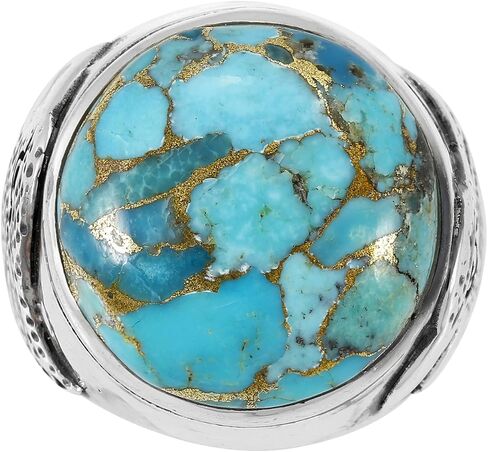 Men's Eagle Turquoise Ring Sterling Silver 925 for Men Genuine Gemstones Size 9 to 13 in Saudi Arabia