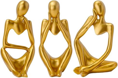 zyxqq تمثال المفكر والمنحوتات، 9 بوصة كبيرة الراتنج المفكر النحت مجردة نمط المفكر التماثيل الحديثة للمنزل رف الكتب مكتب غرفة المعيشة سطح المكتب الديكور in Kuwait