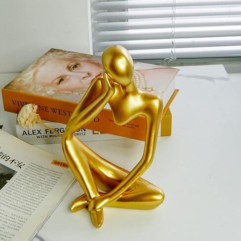 zyxqq تمثال المفكر والمنحوتات، 9 بوصة كبيرة الراتنج المفكر النحت مجردة نمط المفكر التماثيل الحديثة للمنزل رف الكتب مكتب غرفة المعيشة سطح المكتب الديكور in Kuwait