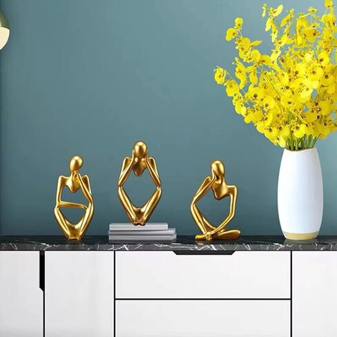 zyxqq تمثال المفكر والمنحوتات، 9 بوصة كبيرة الراتنج المفكر النحت مجردة نمط المفكر التماثيل الحديثة للمنزل رف الكتب مكتب غرفة المعيشة سطح المكتب الديكور in Kuwait