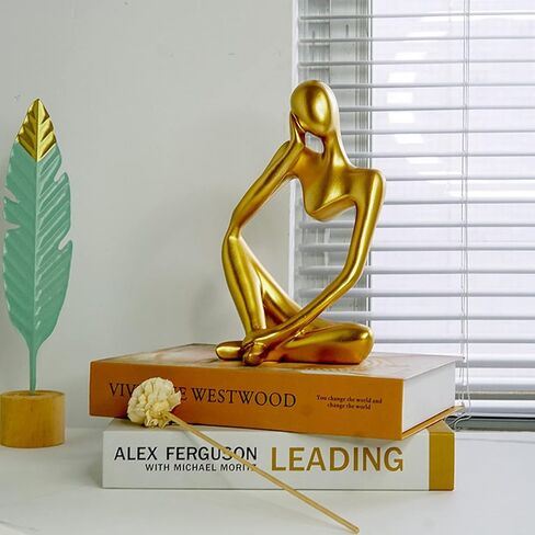 zyxqq تمثال المفكر والمنحوتات، 9 بوصة كبيرة الراتنج المفكر النحت مجردة نمط المفكر التماثيل الحديثة للمنزل رف الكتب مكتب غرفة المعيشة سطح المكتب الديكور in Kuwait