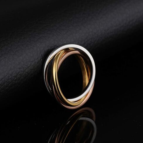 Women's Stainless Steel Gold Silver Rose Triple Band Interlocked Rolling Ring in Saudi Arabia
