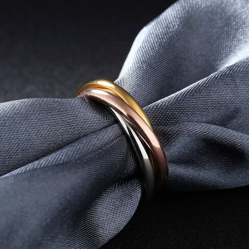 Women's Stainless Steel Gold Silver Rose Triple Band Interlocked Rolling Ring in Saudi Arabia