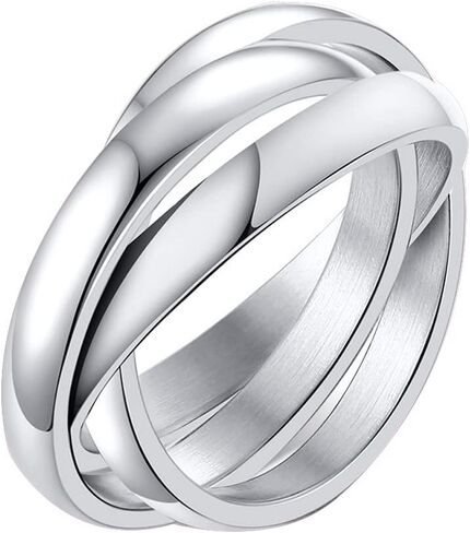 Women's Stainless Steel Gold Silver Rose Triple Band Interlocked Rolling Ring in Saudi Arabia