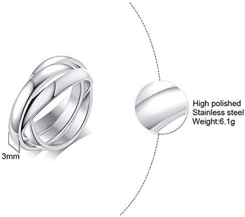 Women's Stainless Steel Gold Silver Rose Triple Band Interlocked Rolling Ring in Saudi Arabia