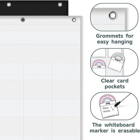 Classroom Birthday Pocket Chart, Rainbow Classroom Birthday Display, Student Birthday Tracker,Classroom Decor (White) in Saudi Arabia