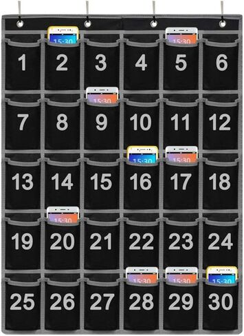 Godery 30 Hanging Pocket Storage Cellphone Pocket Chart, Numbered Organizer Classroom for Calculator & Cell Phone Holders (30 pocket) in Saudi Arabia