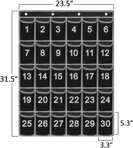 Godery 30 Hanging Pocket Storage Cellphone Pocket Chart, Numbered Organizer Classroom for Calculator & Cell Phone Holders (30 pocket) in Saudi Arabia