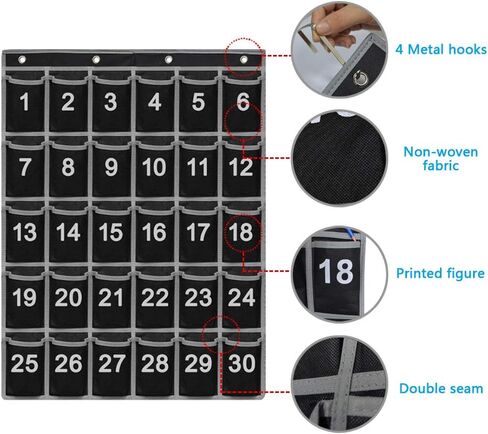Godery 30 Hanging Pocket Storage Cellphone Pocket Chart, Numbered Organizer Classroom for Calculator & Cell Phone Holders (30 pocket) in Saudi Arabia