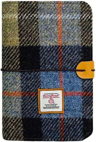 Harris Tweed A6 Notebook Binder 6 Ring, Wool Fabric Soft Cover Refillable A6 Binder, 80 Pages for A6 Refill Paper and A6 Planner Inserts, Notebook Journals for Writing, A6 Size 80 Pages (Blue Brown Check) in Saudi Arabia