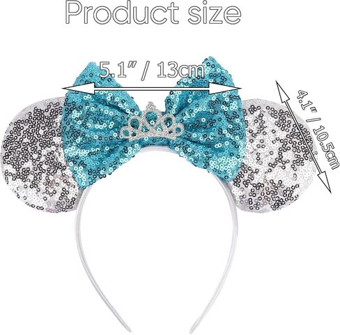 2 Pcs Sequin Mouse Ear Headbands with Bow for Birthday Party, Hair Hoop Party Decor Hair Accessories for Women Girl in Kuwait