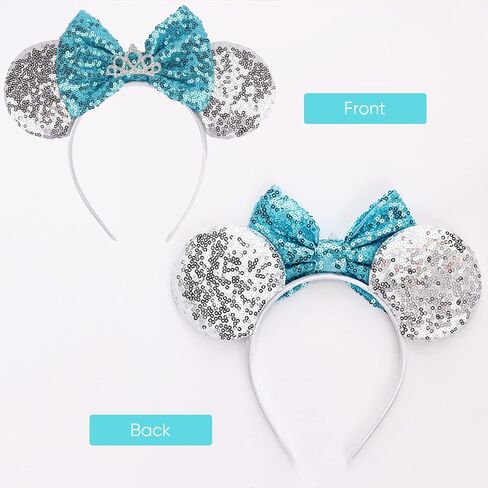 2 Pcs Sequin Mouse Ear Headbands with Bow for Birthday Party, Hair Hoop Party Decor Hair Accessories for Women Girl in Kuwait