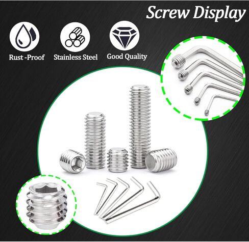 225 PCS Set Screw Assortment Kit Metric 12 Size 304 Stainless Steel Grub Screws with Hexagon Socket M3 to M8 in Kuwait