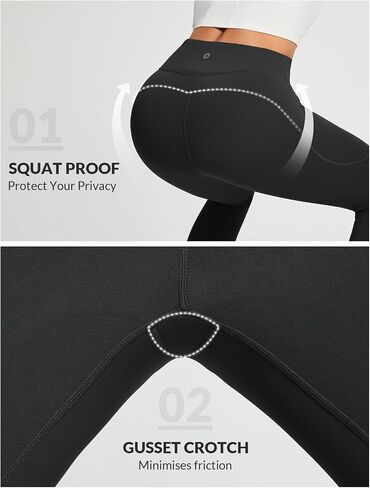 BALEAF Women's Fleece Lined Leggings with Pockets Thermal Warm Winter Tights Crossover High Waisted Yoga Pants in Saudi Arabia
